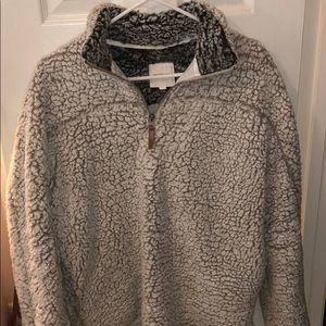 Gray fluffy quarter zip